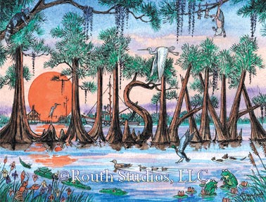 Louisiana Greeting Cards - Cajun Greeting Cards - Louisiana Cypress Trees
